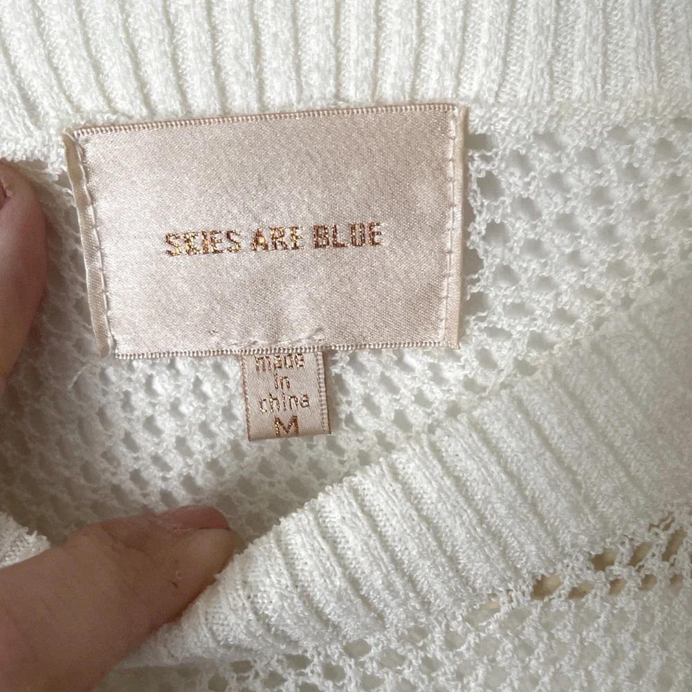 Skies Are Blue White Crewneck Lightweight Pullover‎ Sweater M